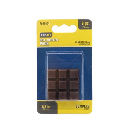 PROJEX Rubber Self Adhesive Bumper Pad Brown Square 1/2 in. W X 1/2 in. L 9 pk P0120